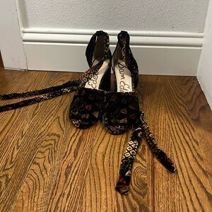 Sam Edelman lace up velvet heels